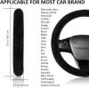 imageFuzzy Steering Wheel Cover for Women Girls Accmor Universal Fit 15 inch Fur Car Wheel Cover amp Handbrake Cover amp Gear Shift Cover Set Fashion Leopard Winter Warm Fluffy Vehicle Wheel ProtectorBlack