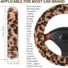 imageFuzzy Steering Wheel Cover for Women Girls Accmor Universal Fit 15 inch Fur Car Wheel Cover amp Handbrake Cover amp Gear Shift Cover Set Fashion Leopard Winter Warm Fluffy Vehicle Wheel ProtectorBrownDark Brown Leopard