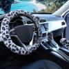 imageFuzzy Steering Wheel Cover for Women Girls Accmor Universal Fit 15 inch Fur Car Wheel Cover amp Handbrake Cover amp Gear Shift Cover Set Fashion Leopard Winter Warm Fluffy Vehicle Wheel ProtectorLight GreyDark Gray Leopard