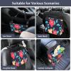 imageAccmor Car Trash Can Small Garbage Bag for Car with Support Plate Hanging Auto Organizer Storage Pockets Portable Automotive Garbage Bin with 60 Pcs Trash Bags Vehicle Dustbin for SUV Truck VanNavy BlueFlower