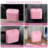 imageAccmor Car Trash Can with Lid Leakproof Vehicle Garbage Organizer Holder Bin with 60 Pcs Trash Bags Mini Auto Dustbin Interior Accessories Storage Container for SUV Office HomePink
