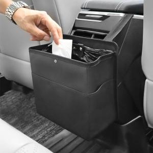 imageAccmor Car Trash Can Small Garbage Bag for Car with Support Plate Hanging Auto Organizer Storage Pockets Portable Automotive Garbage Bin with 60 Pcs Trash Bags Vehicle Dustbin for SUV Truck VanBlack