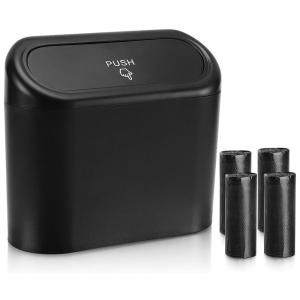 imageAccmor Car Trash Can with Lid Leakproof Vehicle Garbage Organizer Holder Bin with 60 Pcs Trash Bags Mini Auto Dustbin Interior Accessories Storage Container for SUV Office HomeBlack