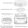 image:imageAccmor 10 Pcs Mini Glass Jars with Lids 018035053071 OZ Makeup Travel Containers with Inner Liners amp 5 Spatulas LeakProof Reusable Makeup Sample Container for Creams Lotion Essential OilsWhite