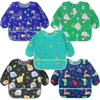 image:imageAccmor 5 Pack Long Sleeve Bibs Baby Smock Waterproof Sleeved Bib Smock for Baby Toddler 636 MonthsLake Blue DinosaurConstructionAnimalOwlDinosaur