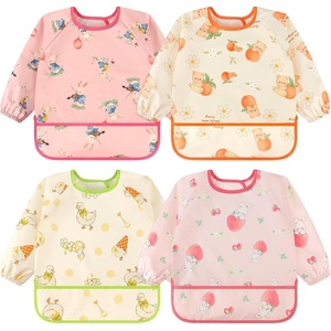 image:imageAccmor 4 Pack Long Sleeve Bibs Baby Smock Waterproof Sleeved Bib Smock for Baby Toddler 636 MonthsRabbitBearDuckRabbit