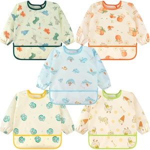 image:imageAccmor 5 Pack Long Sleeve Bibs Baby Smock Waterproof Sleeved Bib Smock for Baby Toddler 636 MonthsDinosaurBearWhaleDuck