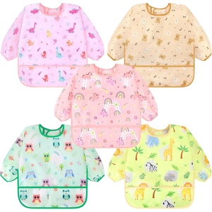 image:imageAccmor 5 Pack Long Sleeve Bibs Baby Smock Waterproof Sleeved Bib Smock for Baby Toddler 636 MonthsLight Pink UnicornDinosaurOwlAnimalBear