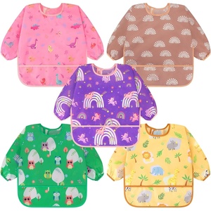 image:imageAccmor 5 Pack Long Sleeve Bibs Baby Smock Waterproof Sleeved Bib Smock for Baby Toddler 636 MonthsPurple UnicornDinosaurOwlAnimalRainbow