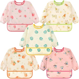 image:imageAccmor 5 Pack Long Sleeve Bibs Baby Smock Waterproof Sleeved Bib Smock for Baby Toddler 636 MonthsRabbitBearDuckDinosaur