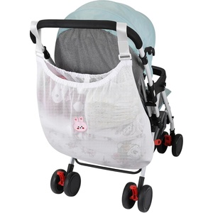 image:imageAccmor Universal Stroller Organizer Large Storage Stroller Bag Fits for Uppababy Nuna Britax Doona Strollers NonSlip Adjustable Storage Mesh Caddy Accessories for Stroller CribWhite