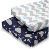 image:imageAccmor Muslin Baby Changing Pad Cover 100 Cotton Universal Fitted Diaper Change Table Pad Covers for Girls Boys Soft Breathable Changing Pad Sheets 2 PackWhale  Cloud