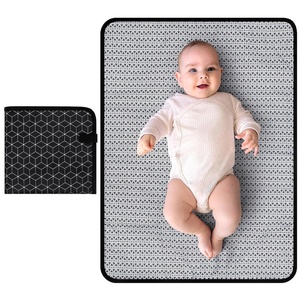 image:imageAccmor Portable Diaper Changing Pad Waterproof Baby Changing Mat Foldable Portable Travel Changing Pads for Baby GreyBlack Geometry 27 X20