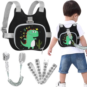 image:imageAccmor Toddler Harness Leash  Reflective Anti Lost Wrist Link Cute Car Kids Back Pack with Hand Strap Collapsible Child Walking Restraint Belt Tether Hold Baby Boys Close for Outdoor TravelBlackCute Tyrannosaurus Rex